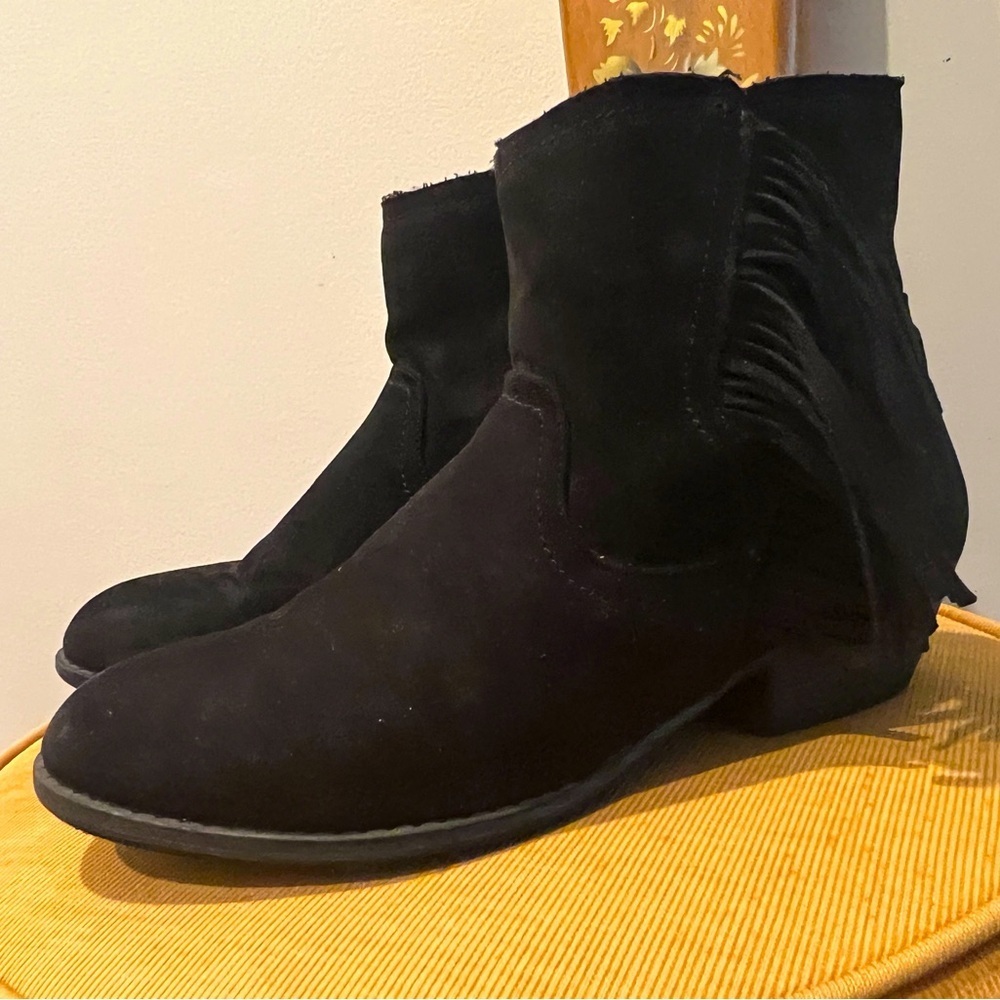 Mia Faux Leather Suede Fringe Booties Ankle Boots Girls Size 5 Women’s 7